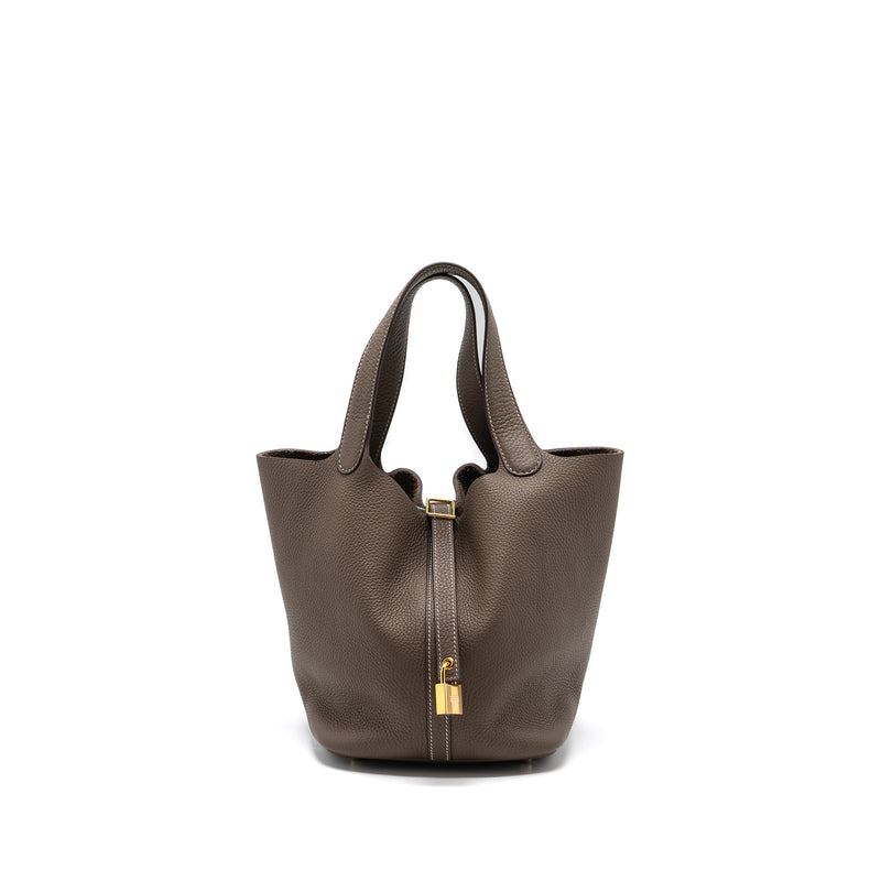 Hermes picotin 22 lock bag clemence etoupe GHW stamp Y