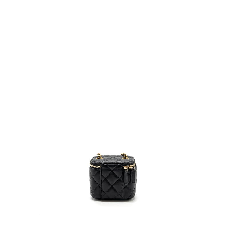 Chanel Pearl Crush mini vanity with chain lambskin black with GHW
