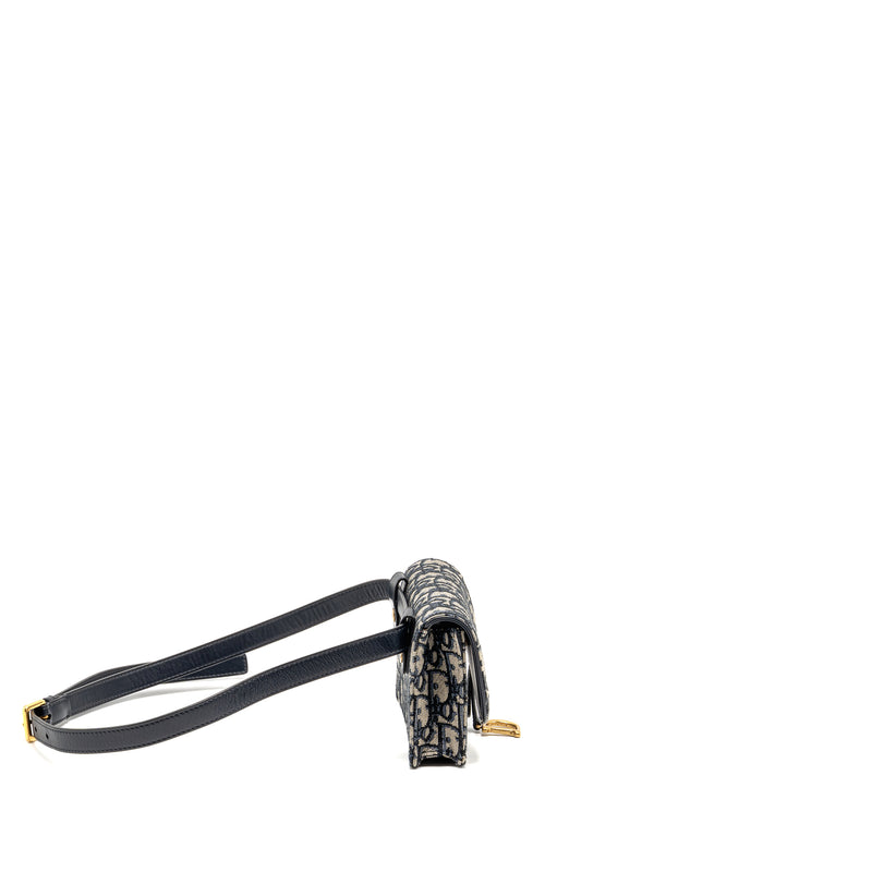 DIOR Saddle Belt Bag Blue Oblique Jacquard Canvas GHW