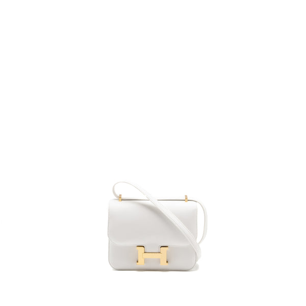 Hermes Mini Constance Swift New White LGHW Stamp B