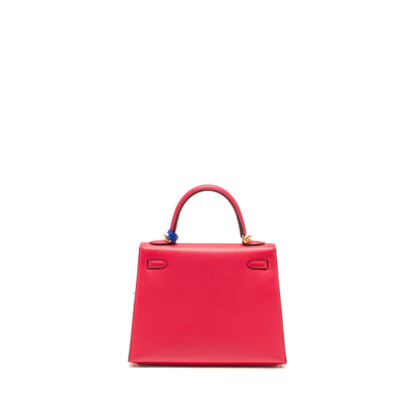 Hermes Kelly 25 Epsom Rose Mexico GHW Stamp D with an Extra Rodeo Pm Bag Charm Stamp  D