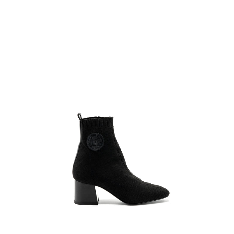 Hermes Size 36 Volver 60 Ankle Boots Chenille Knit/ Calfskin Black