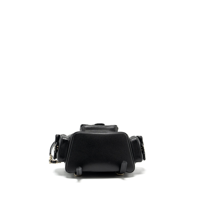 Chanel Triple Pocket Backpack Caviar Black LGHW (Microchip)