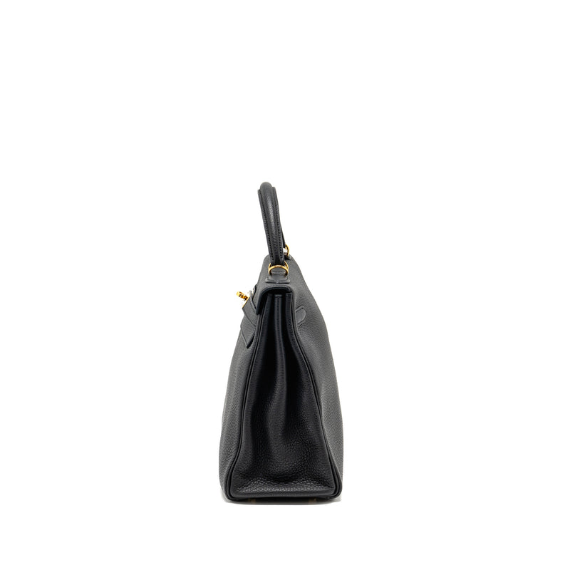 Hermes Kelly 32 Togo Black GHW Stamp Square R