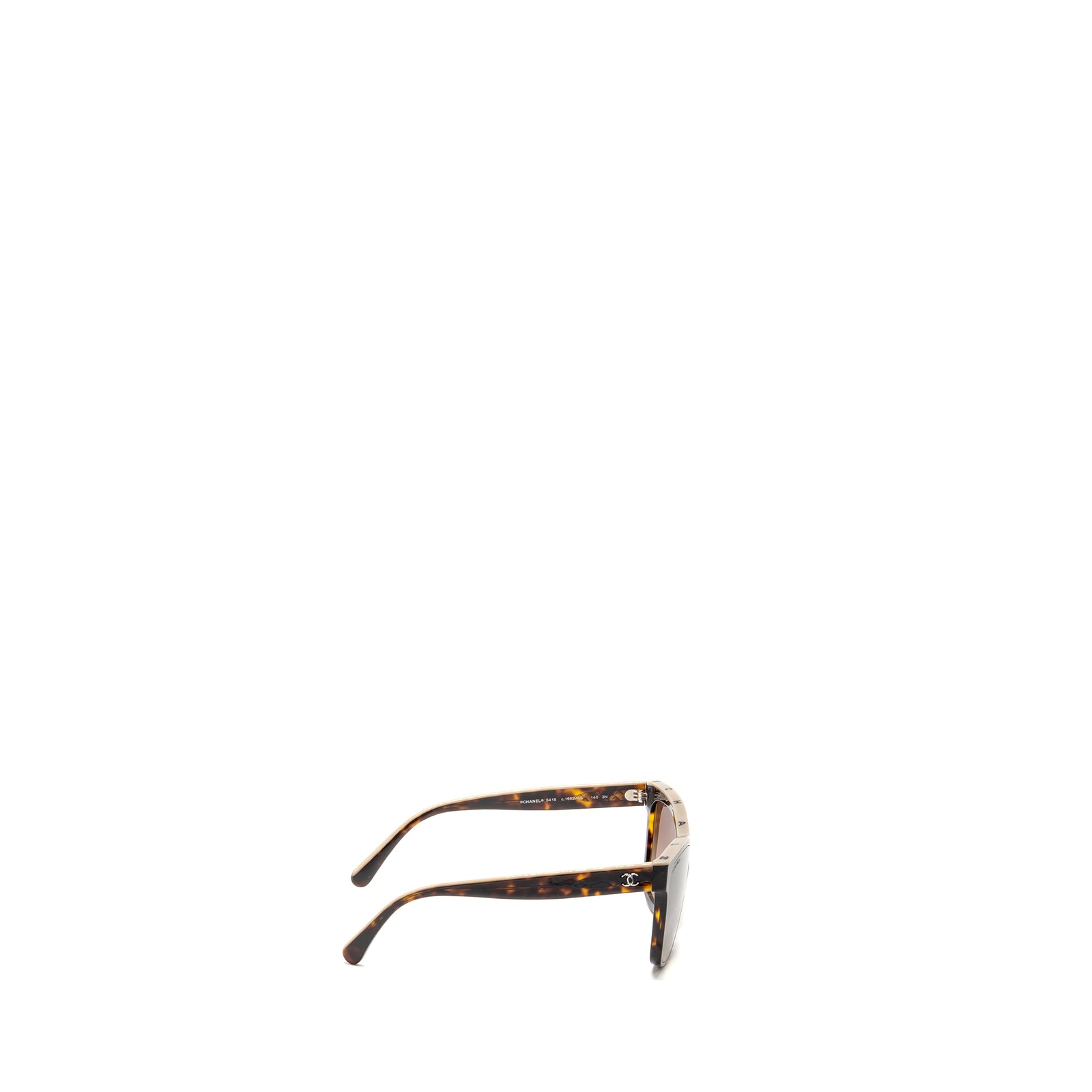 Chanel CC and Letter Logo Shield Sunglasses Dark Tortoise/Beige Brown