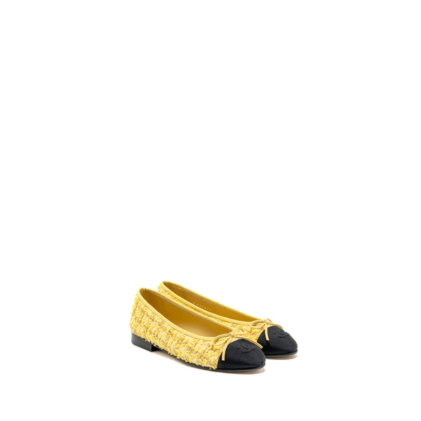 Chanel size 35 Ballerinas Flat Shoes Tweed Yellow/Black