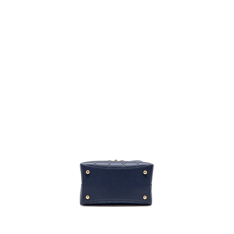 Chanel Top Handle Drawstring Bucket Bag Caviar Navy  GHW