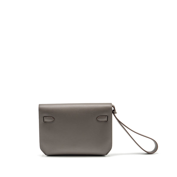 HERMES Pochette Kelly Depeches 25 Evercolor 8F Gris Etain SHW Stamp Z