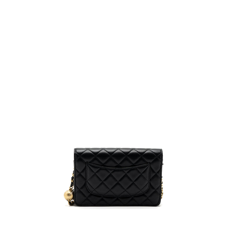 Chanel Pearl Crush Wallet On Chain Lambskin Black GHW (microchip)