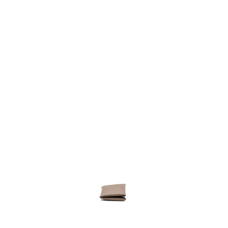 Hermes Calvi Card Holder Chèvre Mysore Etoupe SHW Stamp B