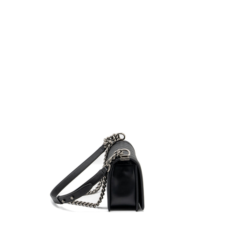 Chanel Medium Boy Bag Calfskin Black Ruthenium Hardware