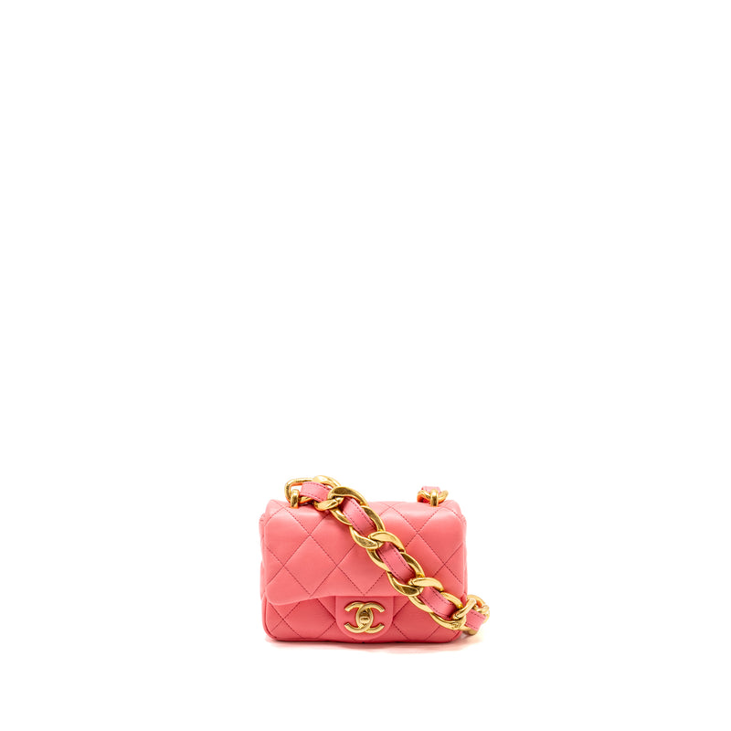 Chanel Mini Funky Town Flap Bag Lambskin Pink GHW (Microchip)