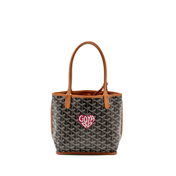 Goyard Mini Anjou Tote Bag Goyardine Canvas / Calfskin Tan SHW