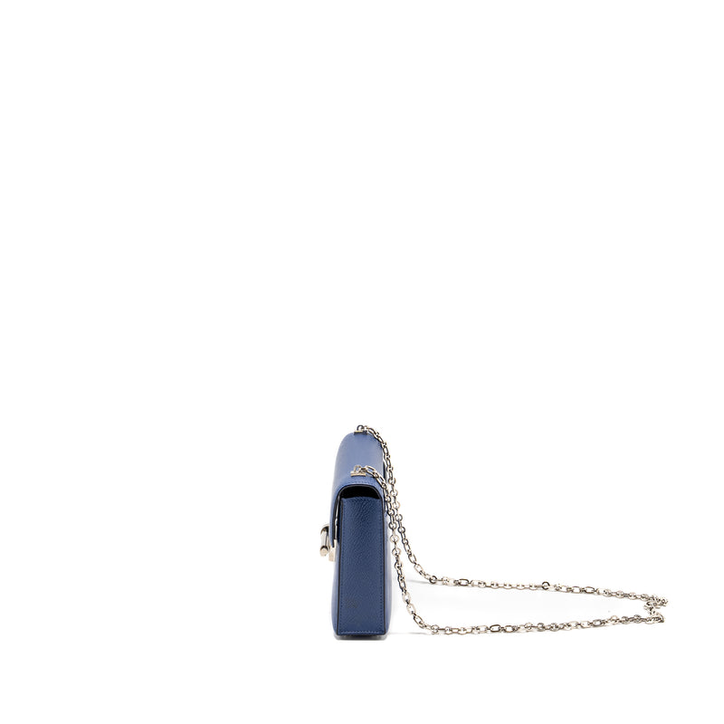 Hermes Mini Verrou Chèvre Mysore Blue Brighton SHW Stamp C