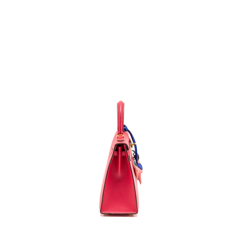 Hermes Kelly 25 Epsom Rose Mexico GHW Stamp D with an Extra Rodeo Pm Bag Charm Stamp  D