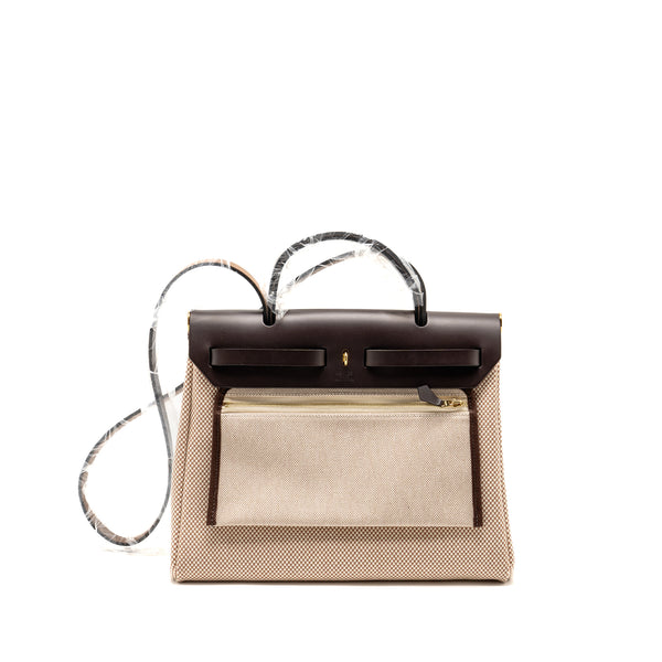 Hermes Herbag 31 Zip Bag Canvas/Leather Ecru/Beige/Ebene GHW Stamp U