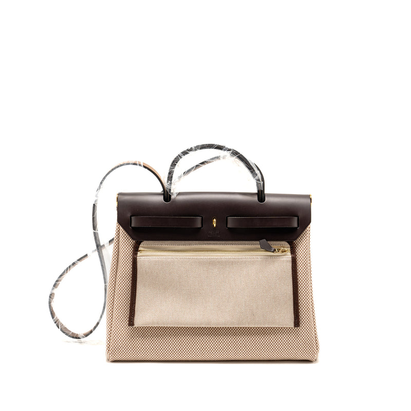 Hermes Herbag 31 Zip Bag Canvas/Leather Ecru/Beige/Ebene GHW Stamp U