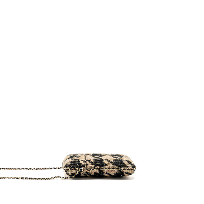 Chanel vertical phone case tweed multicolor black / light brown LGHW