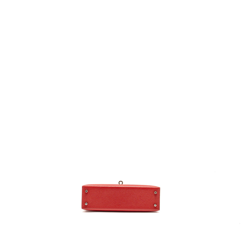 Hermes Mini Kelly II Chèvre Mysore Rouge Casaque/Mauve Sylvestre SHW Stamp B