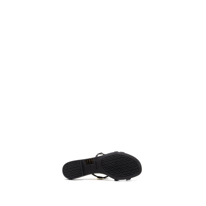 Hermes Size 38 Rivage Sandals Rubber Black