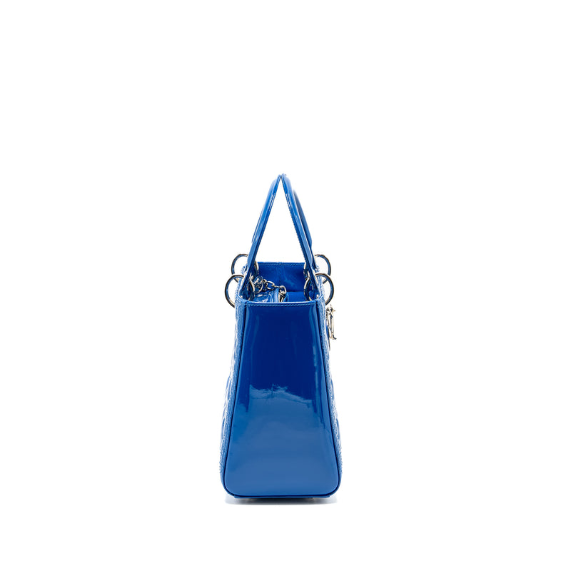 Dior Medium Lady Dior Patent Blue SHW