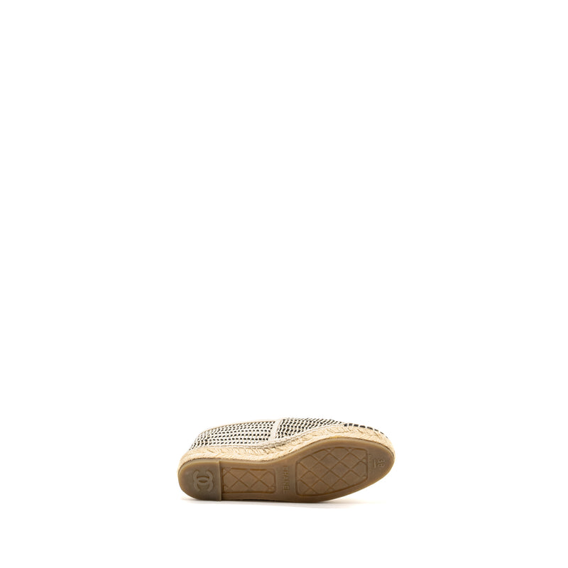 Chanel Size 36 21P Espadrilles Mesh/Grosgrain Beige/black