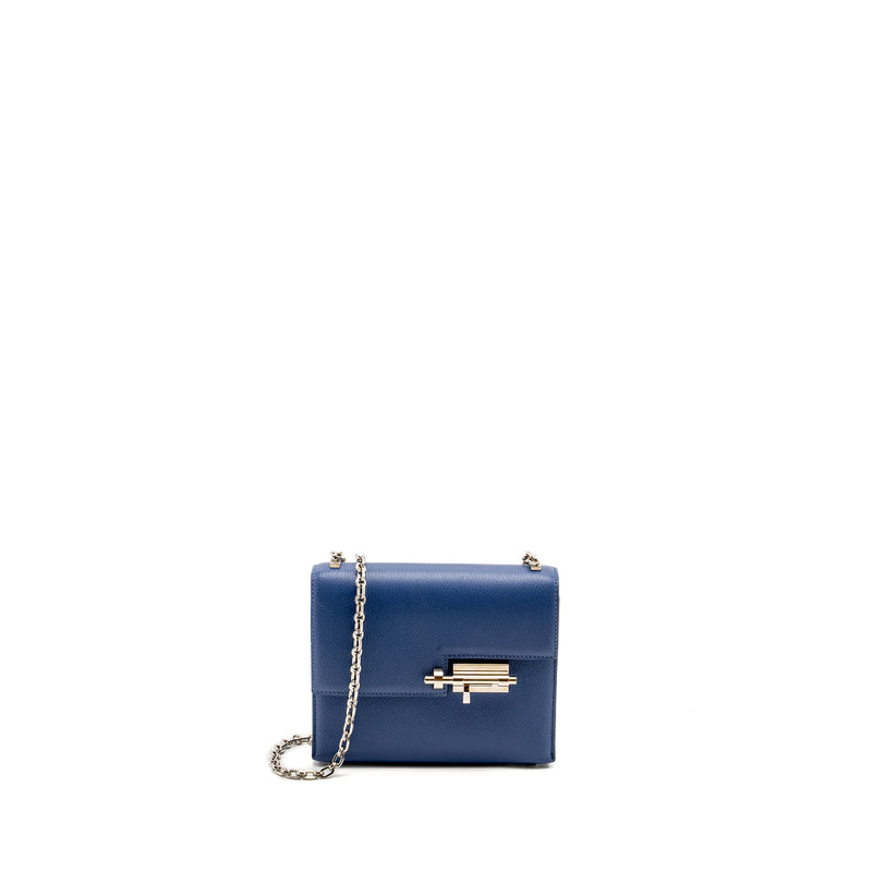 Hermes Mini Verrou Chèvre Mysore Blue Brighton SHW Stamp C