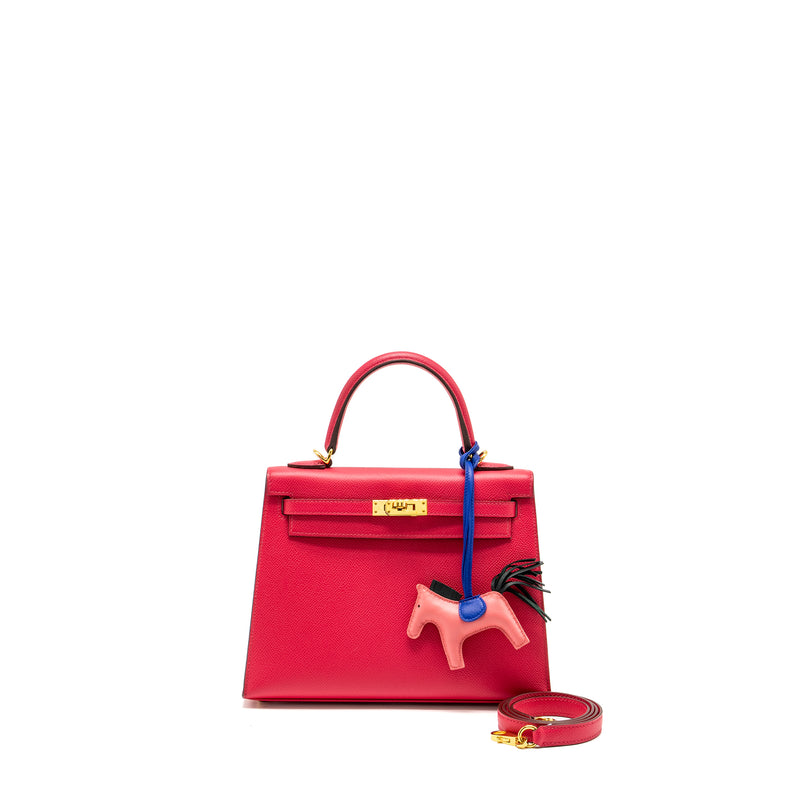 Hermes Kelly 25 Epsom Rose Mexico GHW Stamp D with an Extra Rodeo Pm Bag Charm Stamp  D