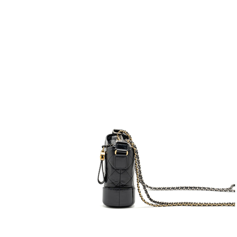 Chanel Small Gabrielle HOBO Bag Aged Calfskin Black Multicolour Hardware (Microchip)
