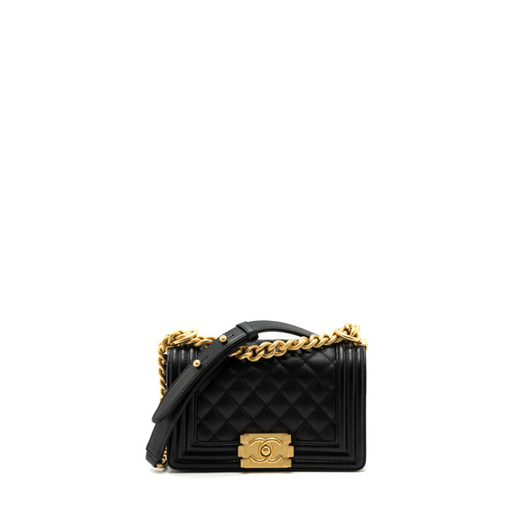 CHANEL SMALL BOY Bag Caviar BLACK GHW (Microchip)