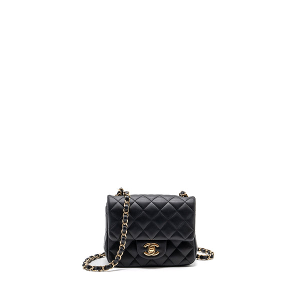 chanel mini square flap bag lambskin black GHW