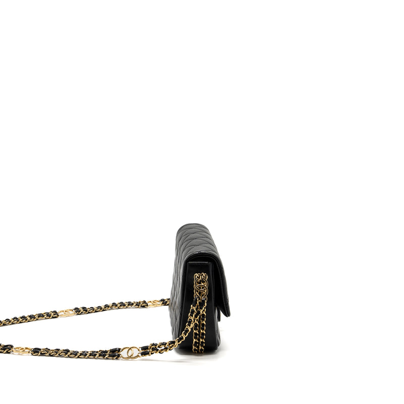 Chanel Quilted Flap Bag with Double and CC Logo Chain Caviar Black GHW (Microchip)