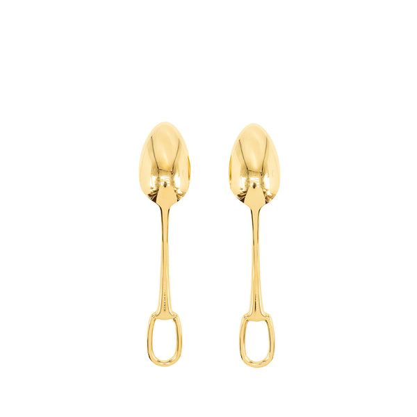 Hermes 2 grand Attelage Coffee Spoons Gold Tone (Sell in set)