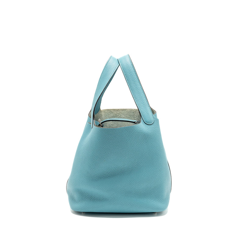 Hermes Picotin 22 Lock Bag Clemence 3Z Blue Saint Cyr SHW Stamp X
