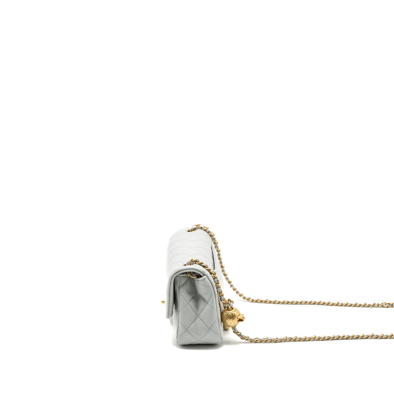 Chanel Pearl Crush Mini Rectangular Lambskin Light Grey Brushed GHW (Microchip)