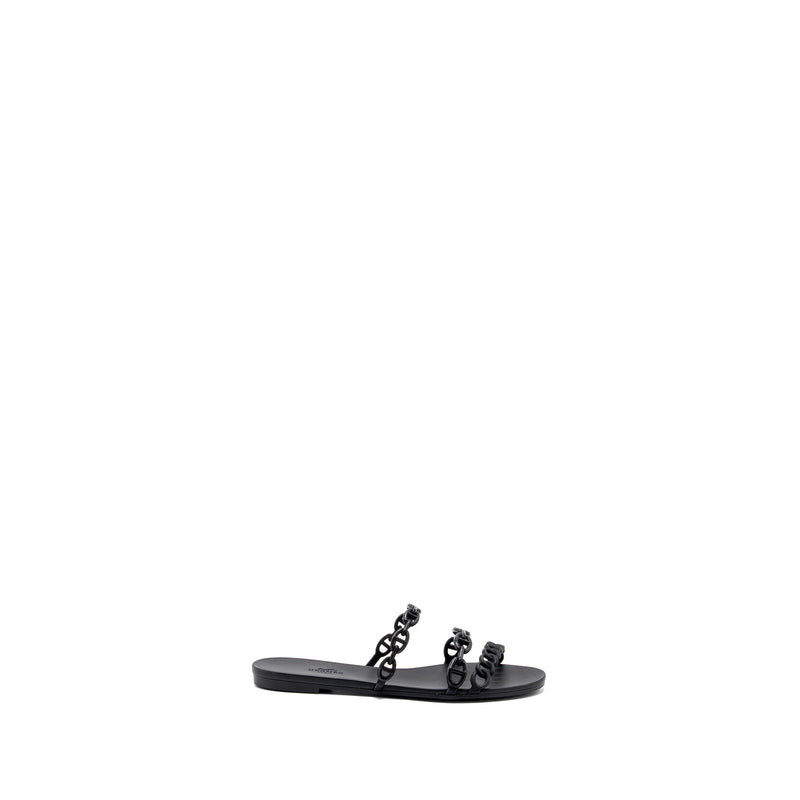 Hermes Size 38 Rivage Sandals Rubber Black