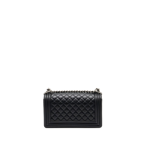 Chanel Medium Boy Bag Calfskin Black Ruthenium Hardware