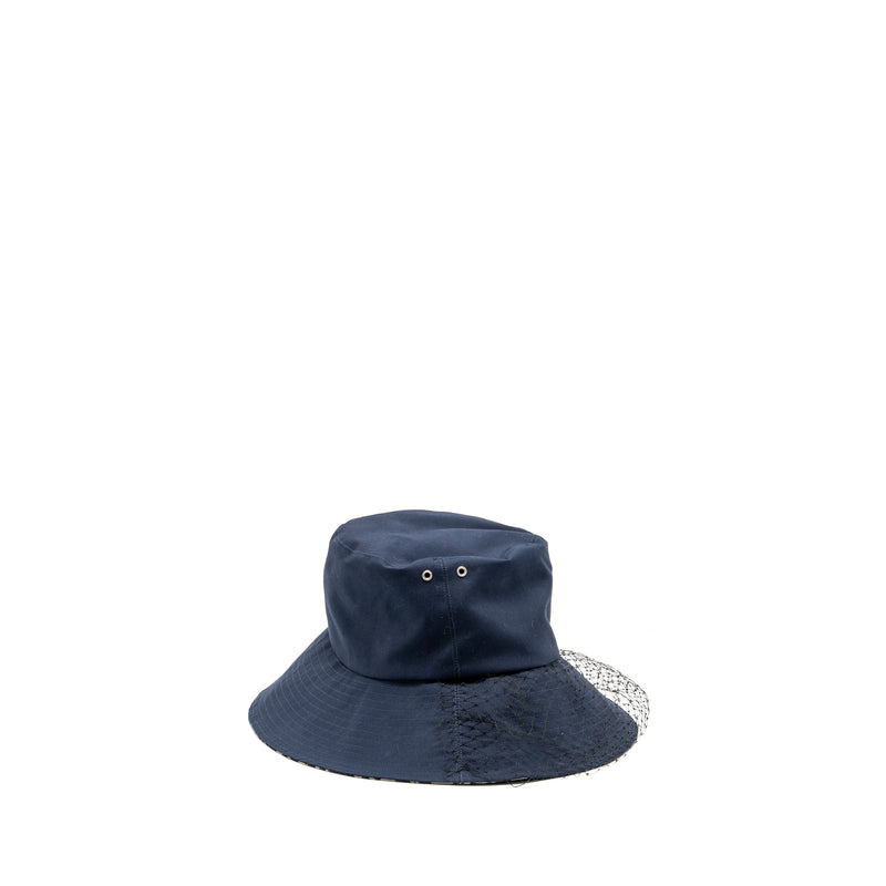 Dior Size 57 Teddy-D Brim Bucket Hat with Veil Blue SHW