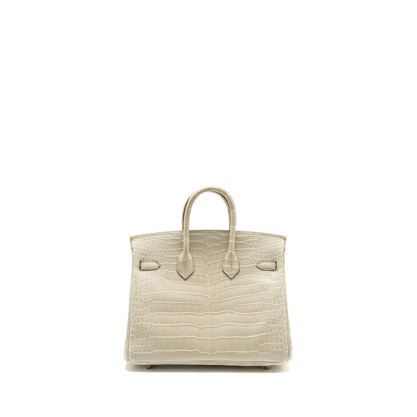 Hermes Birkin 25 Crocodile Porosus Beton SHW Stamp B