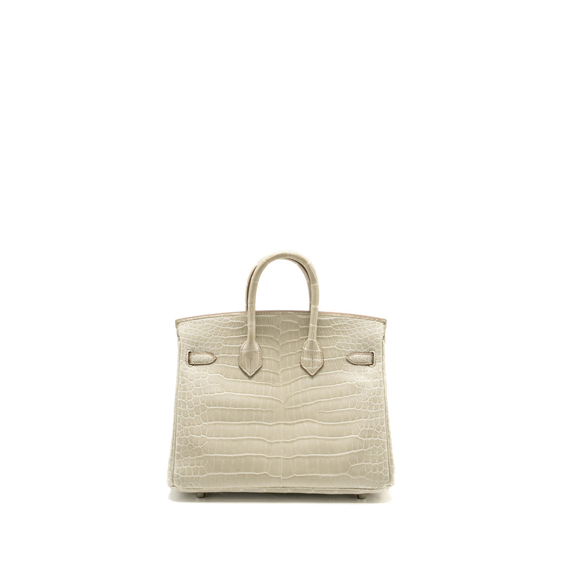 Hermes Birkin 25 Crocodile Porosus Beton SHW Stamp B