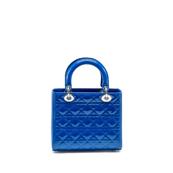 Dior Medium Lady Dior Patent Blue SHW