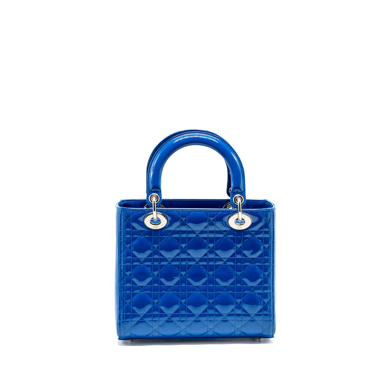 Dior Medium Lady Dior Patent Blue SHW