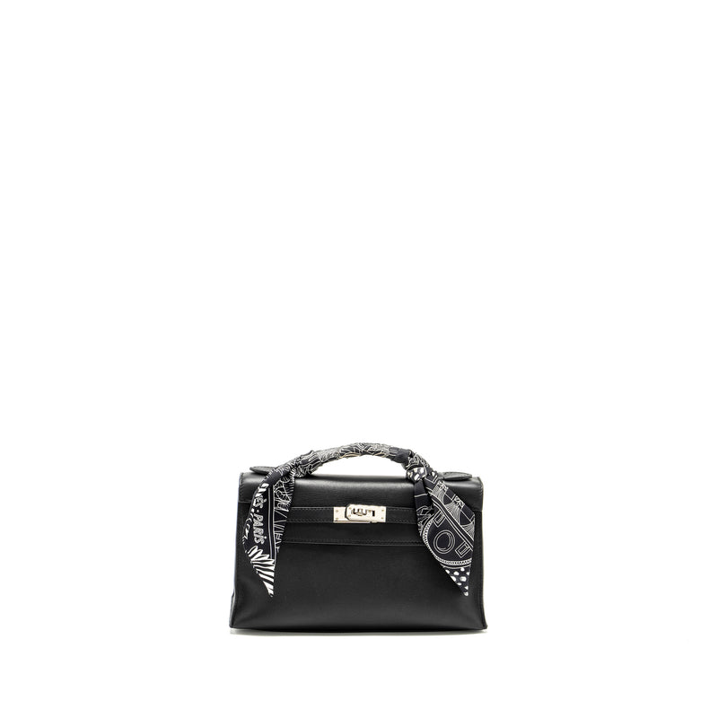 Hermes Kelly Pochette Swift Black SHW Stamp D