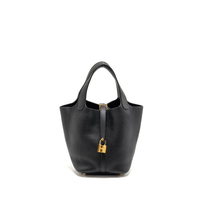 HERMES Picotin 18 Lock Bag Clemence Black GHW Stamp C