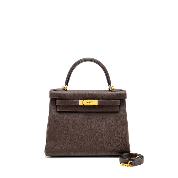 Hermes Kelly 28 Togo Chocolate GHW Stamp Y