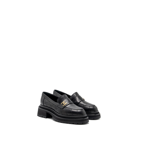 Chanel size 36.5 CC logo loafer Black GHW