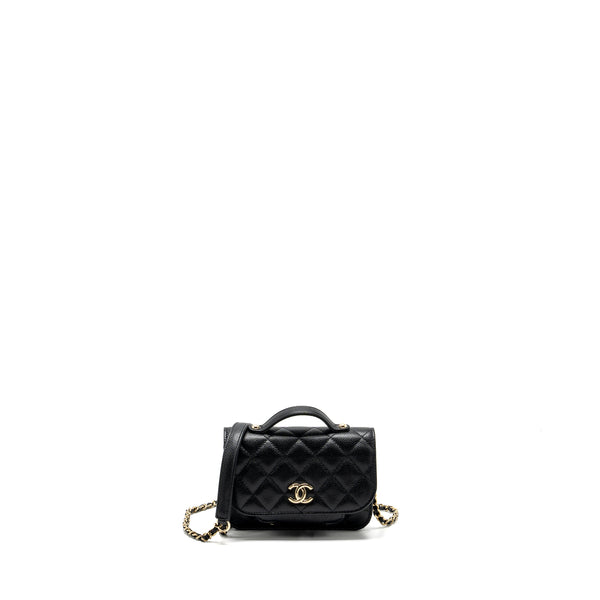 Chanel mini business affinity flap bag with chain caviar black LGHW (microchip)