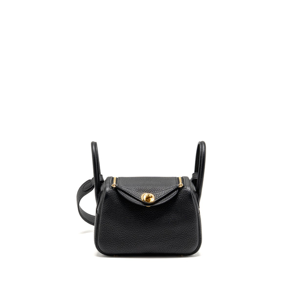 Hermes Mini Lindy Clemence Black GHW Stamp B