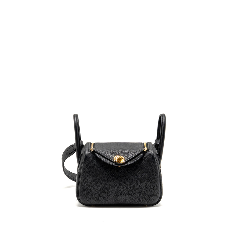 Hermes Mini Lindy Clemence Black GHW Stamp B