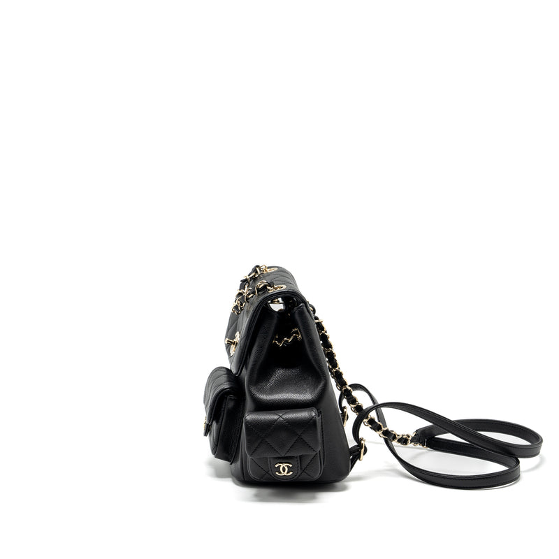 Chanel Triple Pocket Backpack Caviar Black LGHW (Microchip)